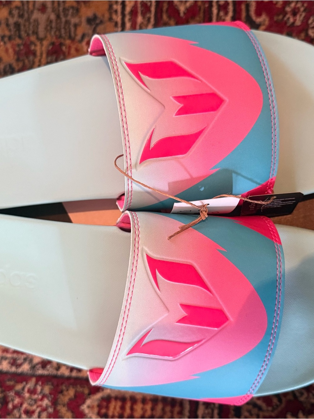 adidas Adilette Comfort Slides Messi Miami - Sandals in Pink and Teal